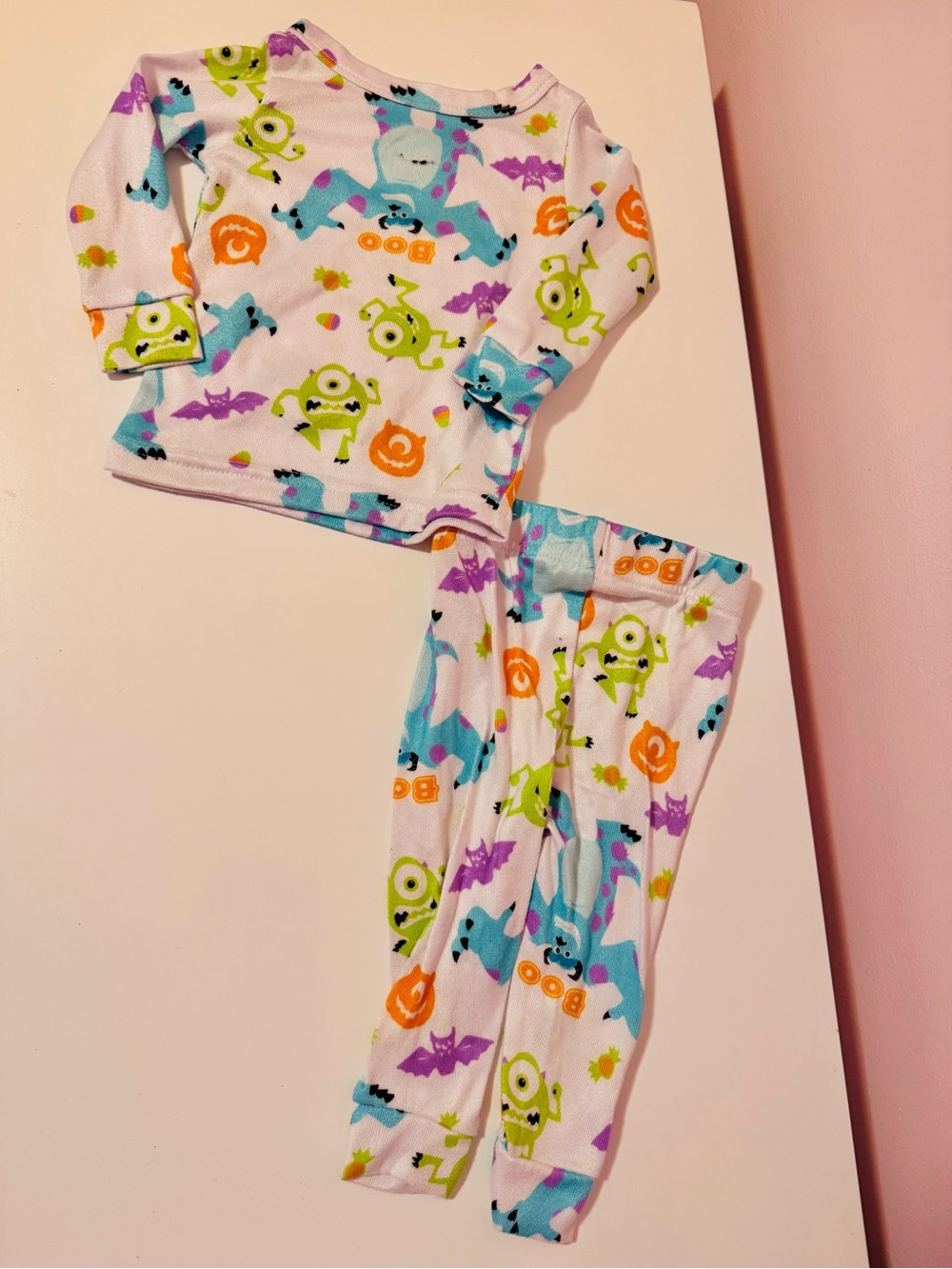 Kids White Halloween Monster Inc Pajama Set